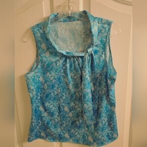 Review Australua Elegant Blue and White Sleeveless Floral Top